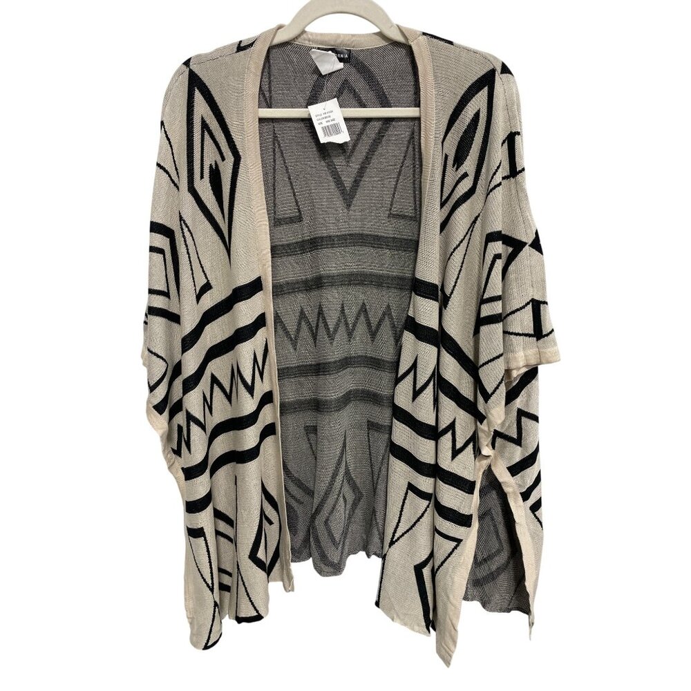 Fornia Open Front Poncho Cardigan Sweater Womens OS Tribal Boho Neutral Cozy NEW